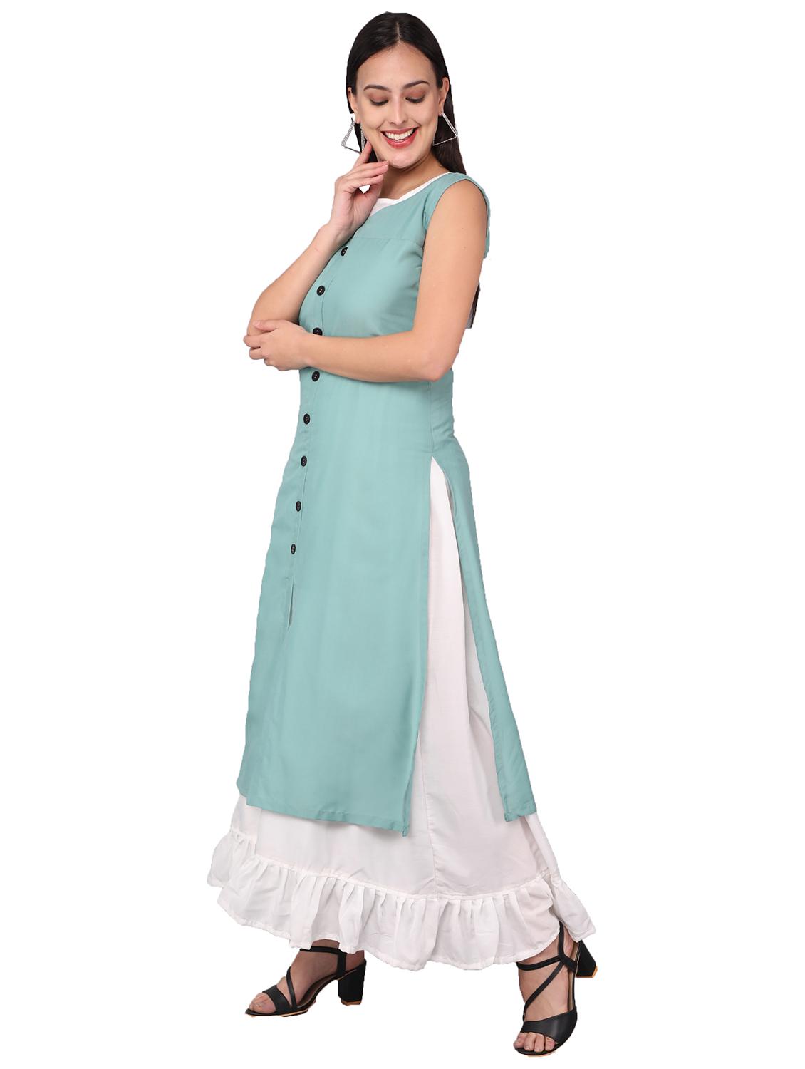 turquoise solid layered dress - 19177065 - Standard Image - 1