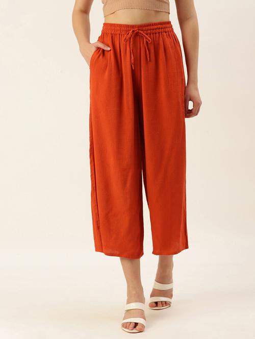 orange rayon palazzos - 19177080 - Standard Image - 0