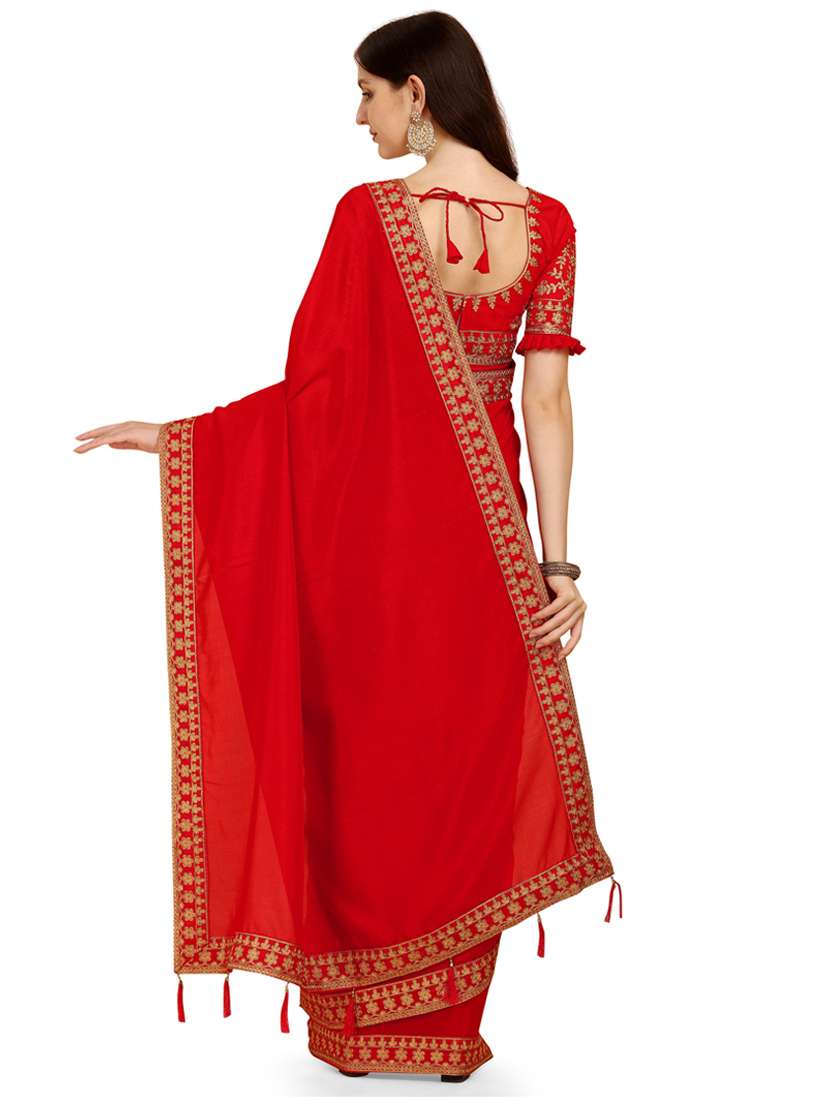 red bordered set saree with blouse - 19177317 -  Standard Image - 1