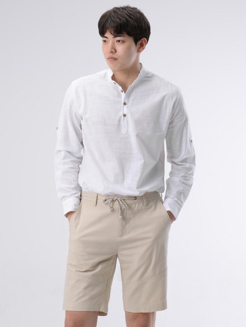 mandarin neck solid short kurta - 19177626 - Standard Image - 1