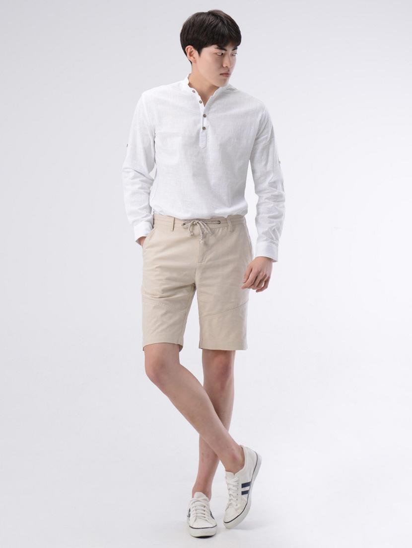 mandarin neck solid short kurta - 19177626 - Standard Image - 4