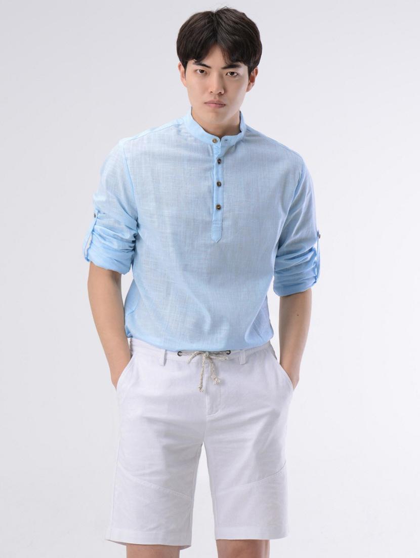 mandarin neck solid short kurta - 19177627 - Standard Image - 1