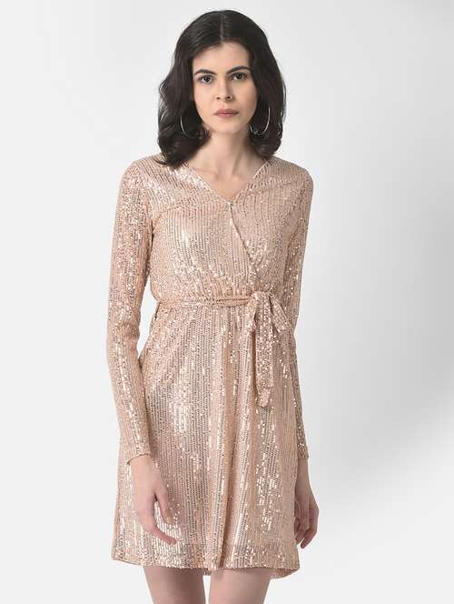 women solid with work wrap mini dress - 19178437 - Standard Image - 0