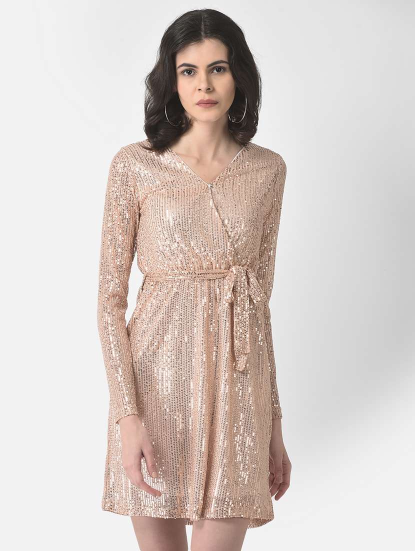 women solid with work wrap mini dress - 19178437 - Zoom Image - 0