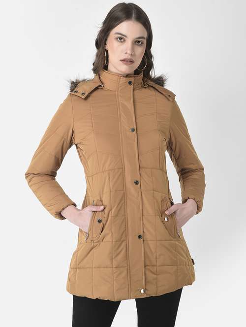 solid hood neck regular jacket - 19178458 -  Standard Image - 0