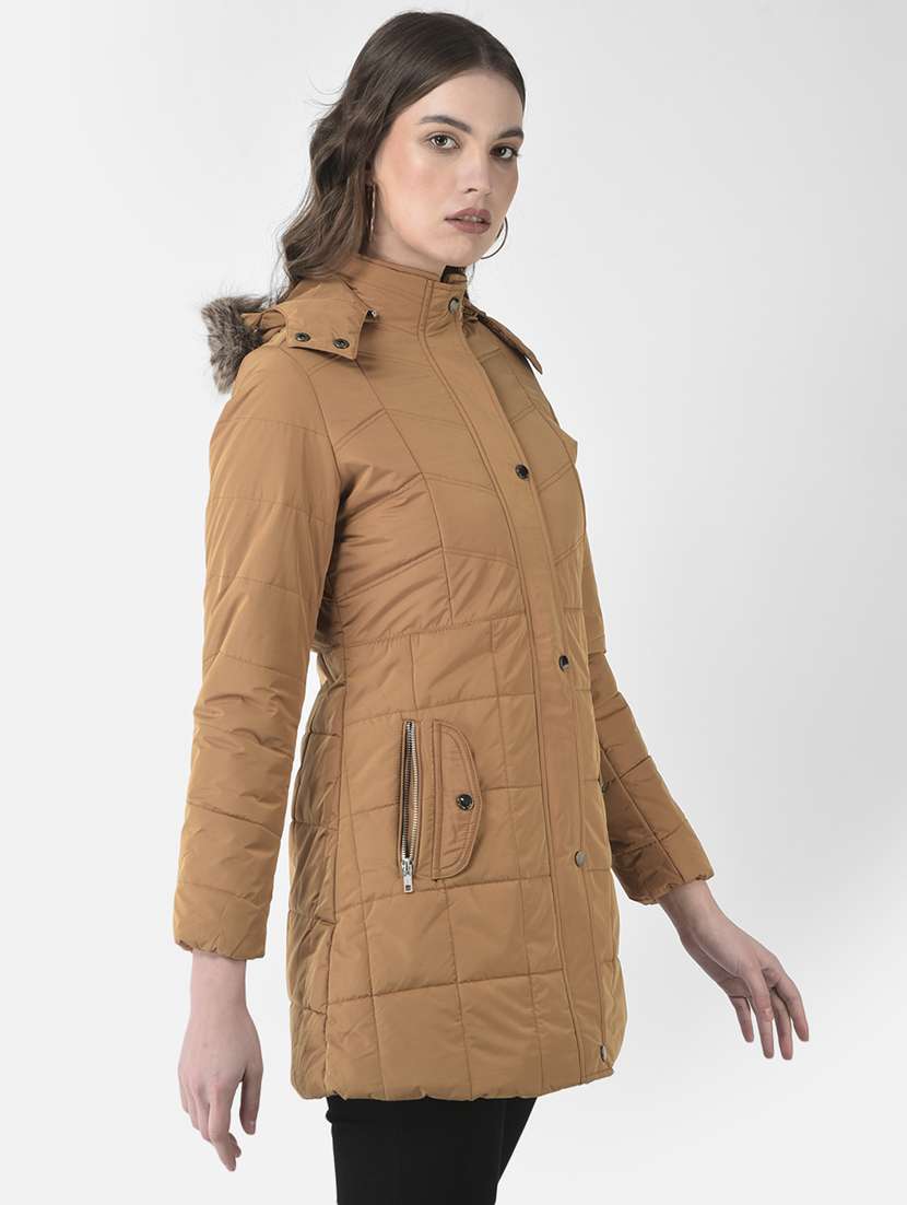 solid hood neck regular jacket - 19178458 -  Standard Image - 1