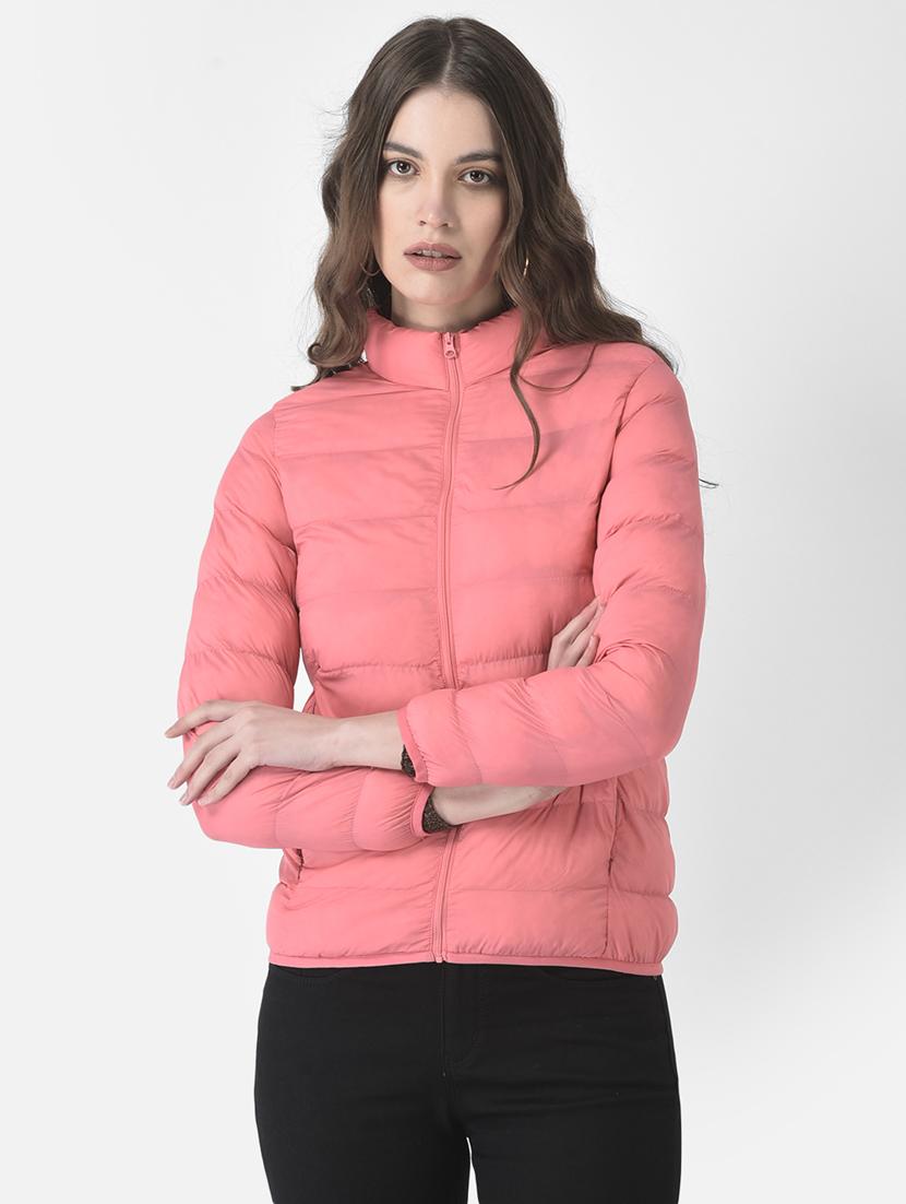women pink solid long bomber jacket - 19178466 -  Zoom Image - 0