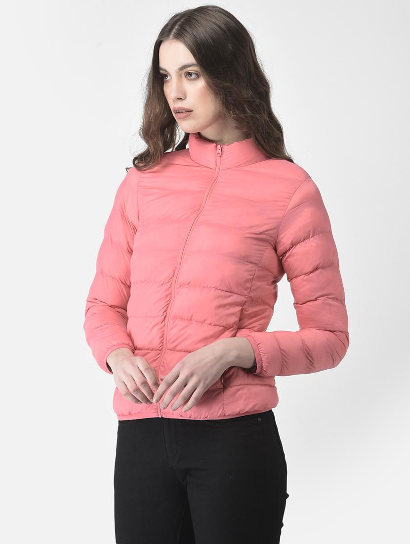 women pink solid long bomber jacket - 19178466 -  Standard Image - 1
