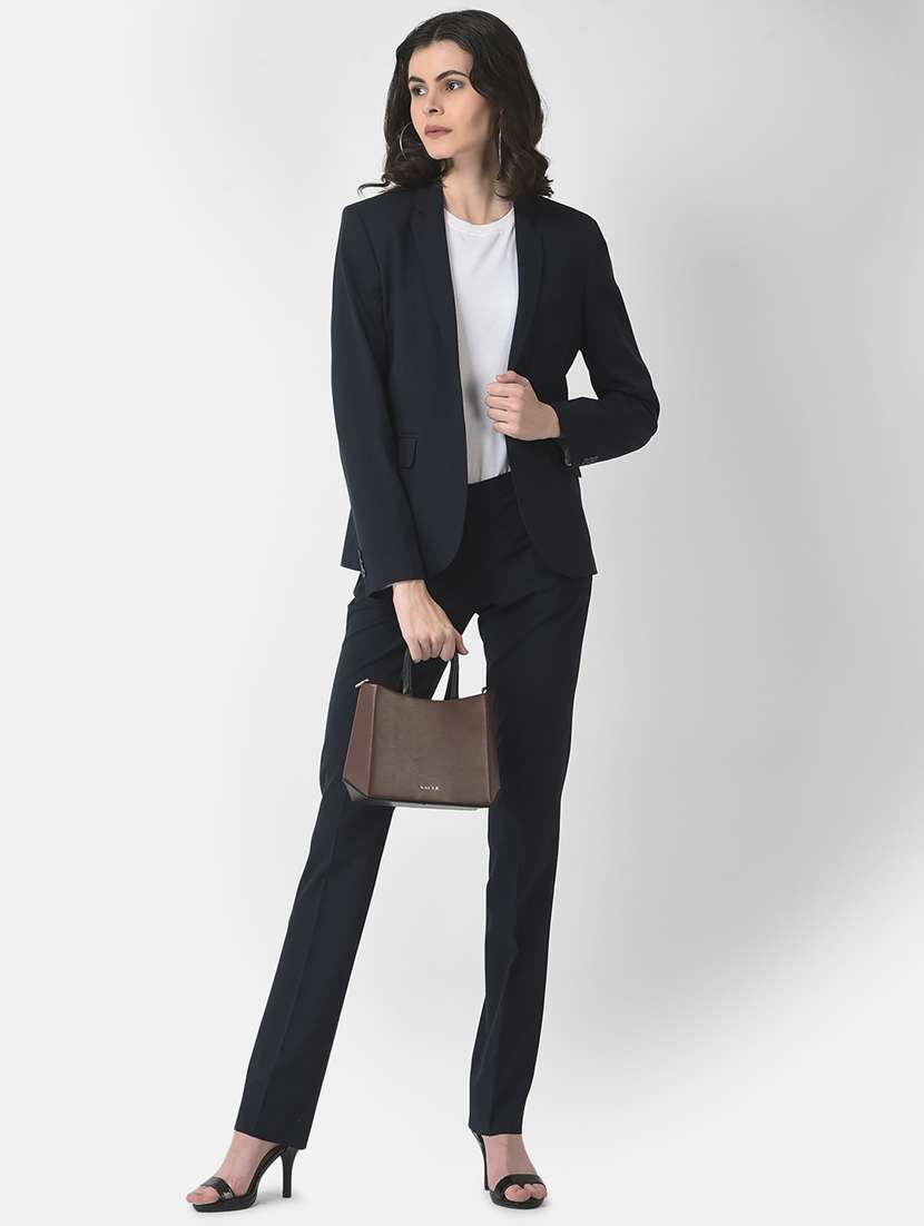 women solid long sleeve formal suit set - 19178471 -  Standard Image - 4