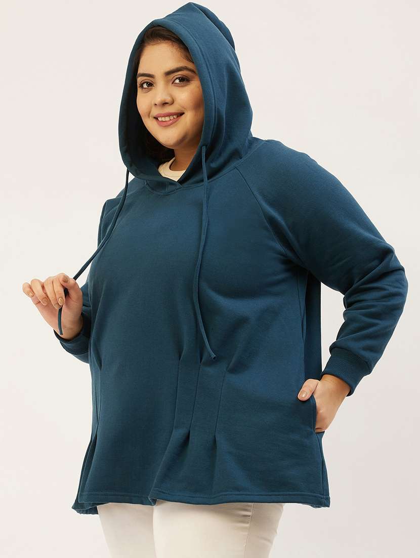 hooded neck solid plus sweatshirt - 19178496 - Standard Image - 1