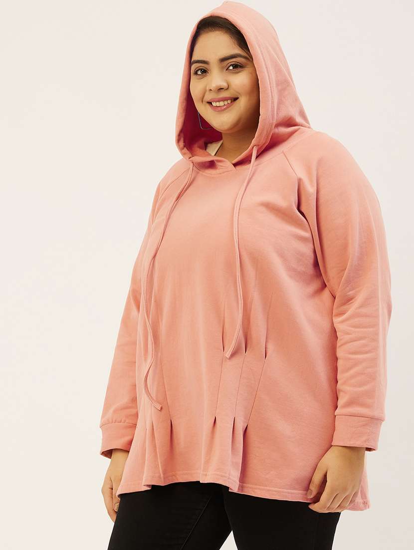 hooded neck solid plus sweatshirt - 19178497 - Standard Image - 1