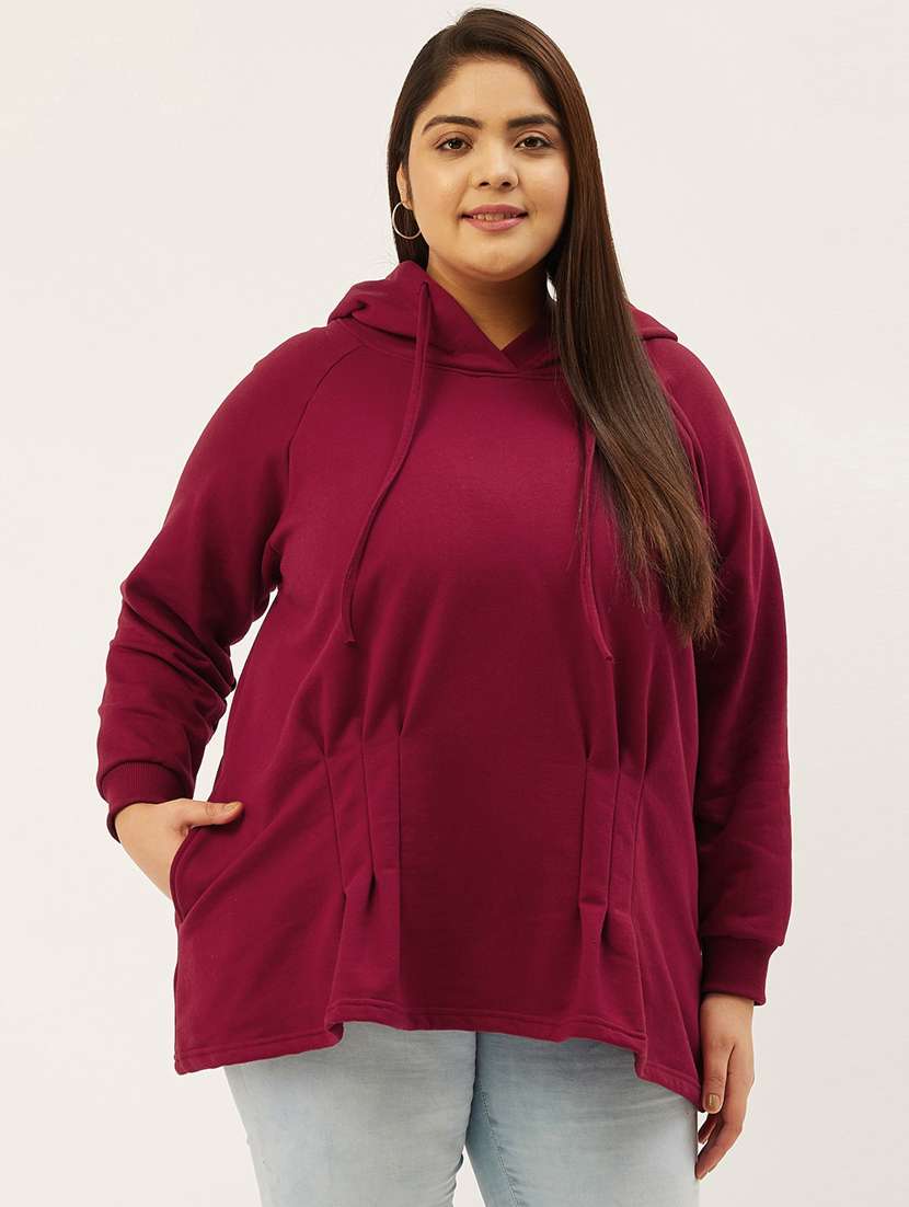 hooded neck solid plus sweatshirt