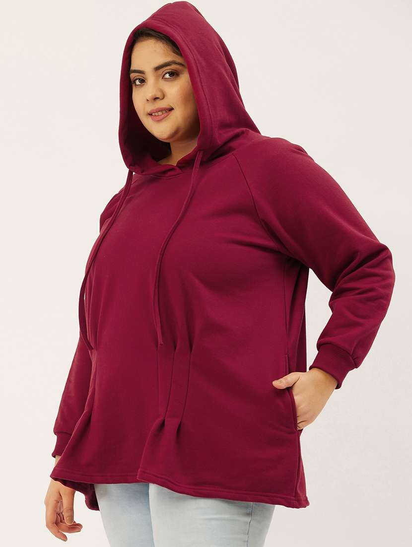 hooded neck solid plus sweatshirt - 19178498 -  Standard Image - 1