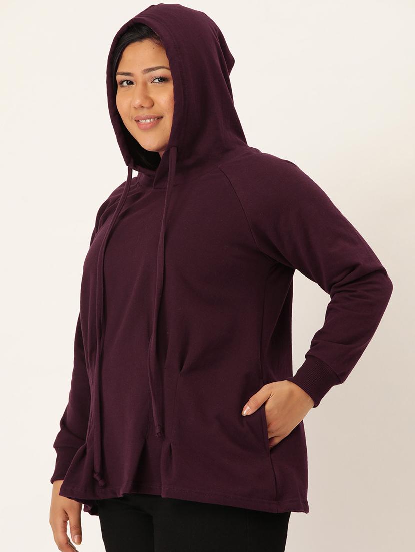 hooded neck solid plus sweatshirt - 19178499 - Standard Image - 1