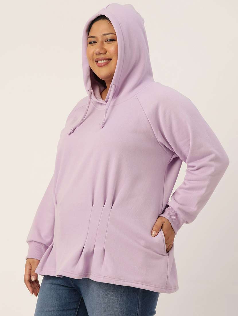 hooded neck solid plus sweatshirt - 19178502 -  Standard Image - 1