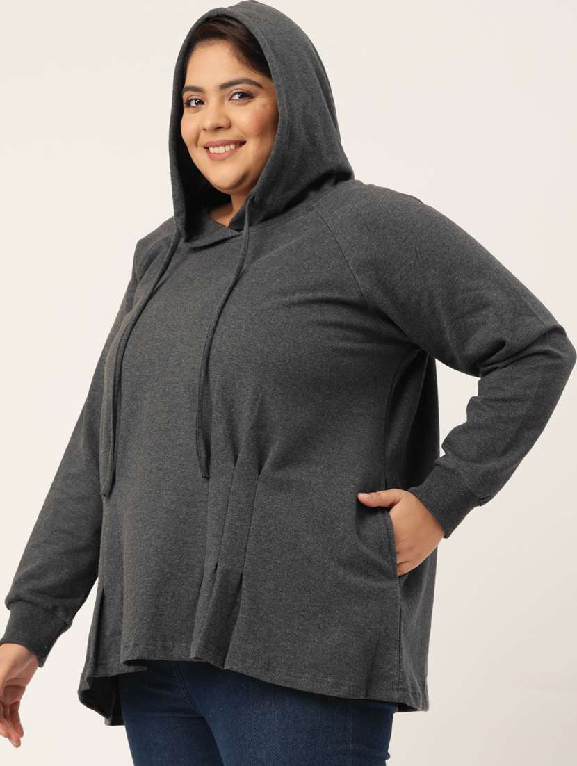 hooded neck solid plus sweatshirt - 19178504 - Standard Image - 1