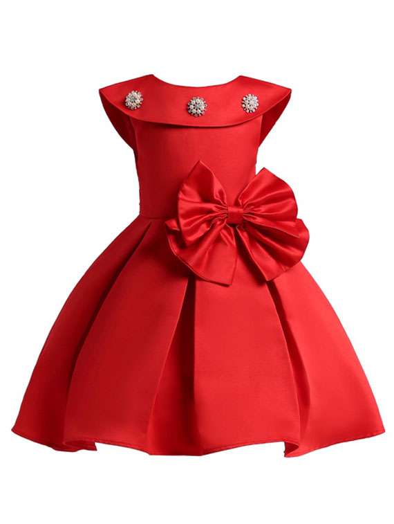 girls round neck cape sleeve frock