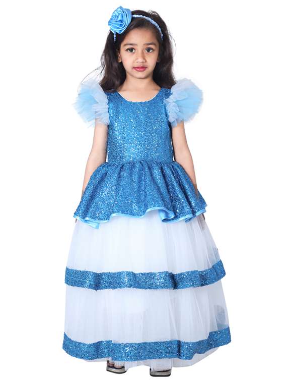 girls round neck cap sleeve frock