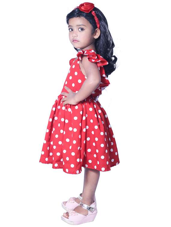 girls v neck short sleeves frock - 19178756 - Standard Image - 1