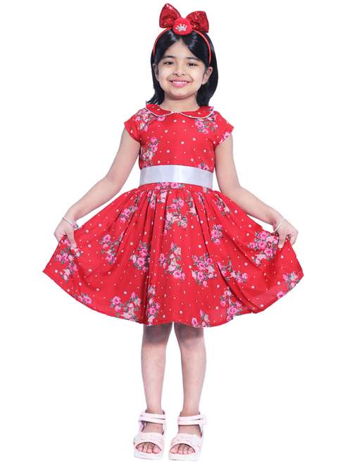 girls round neck cap sleeve frock - 19178768 - Standard Image - 0