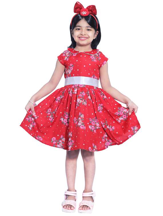 girls round neck cap sleeve frock - 19178768 - Zoom Image - 0