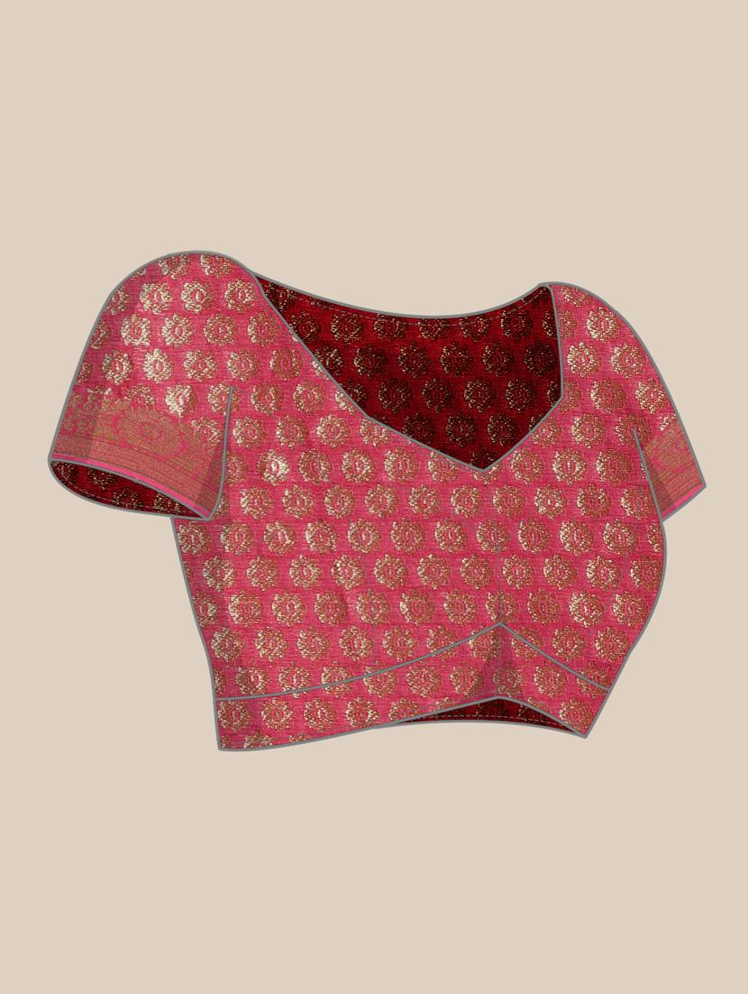 ethnic wear red color saree set with blouse - 19179115 - Standard Image - 4
