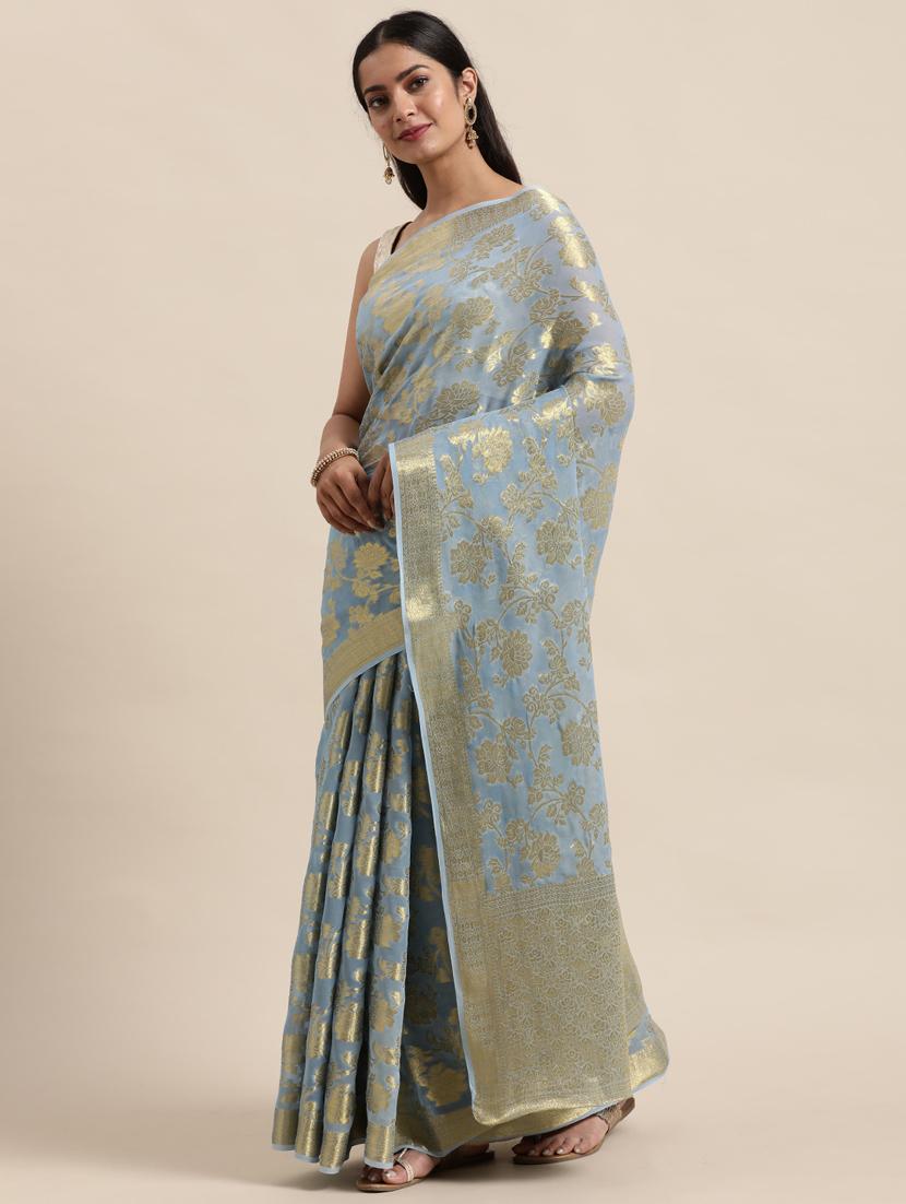 ethnic wear grey color saree set with blouse - 19179116 - Standard Image - 1