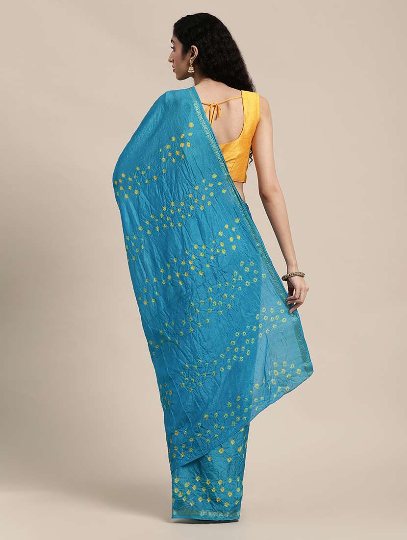 women's bandhani blue colored saree - 19179140 - Standard Image - 1