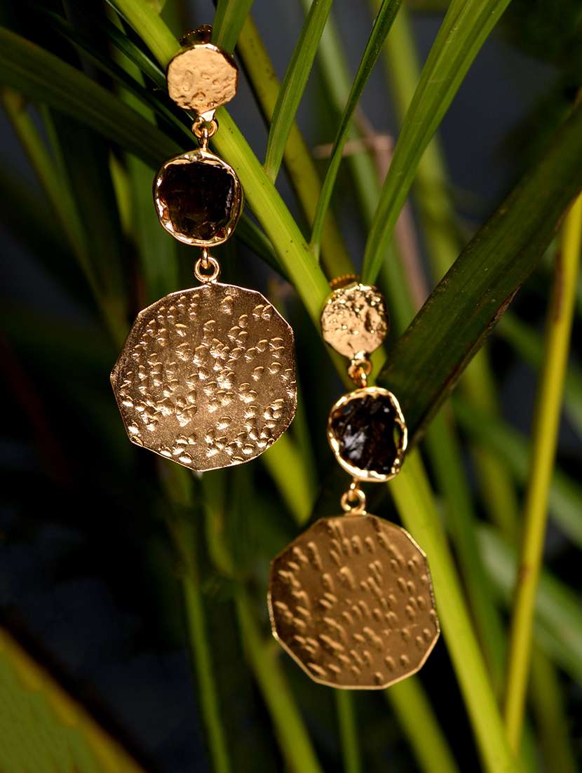 gold plated contemporary handcrafted drop earrings