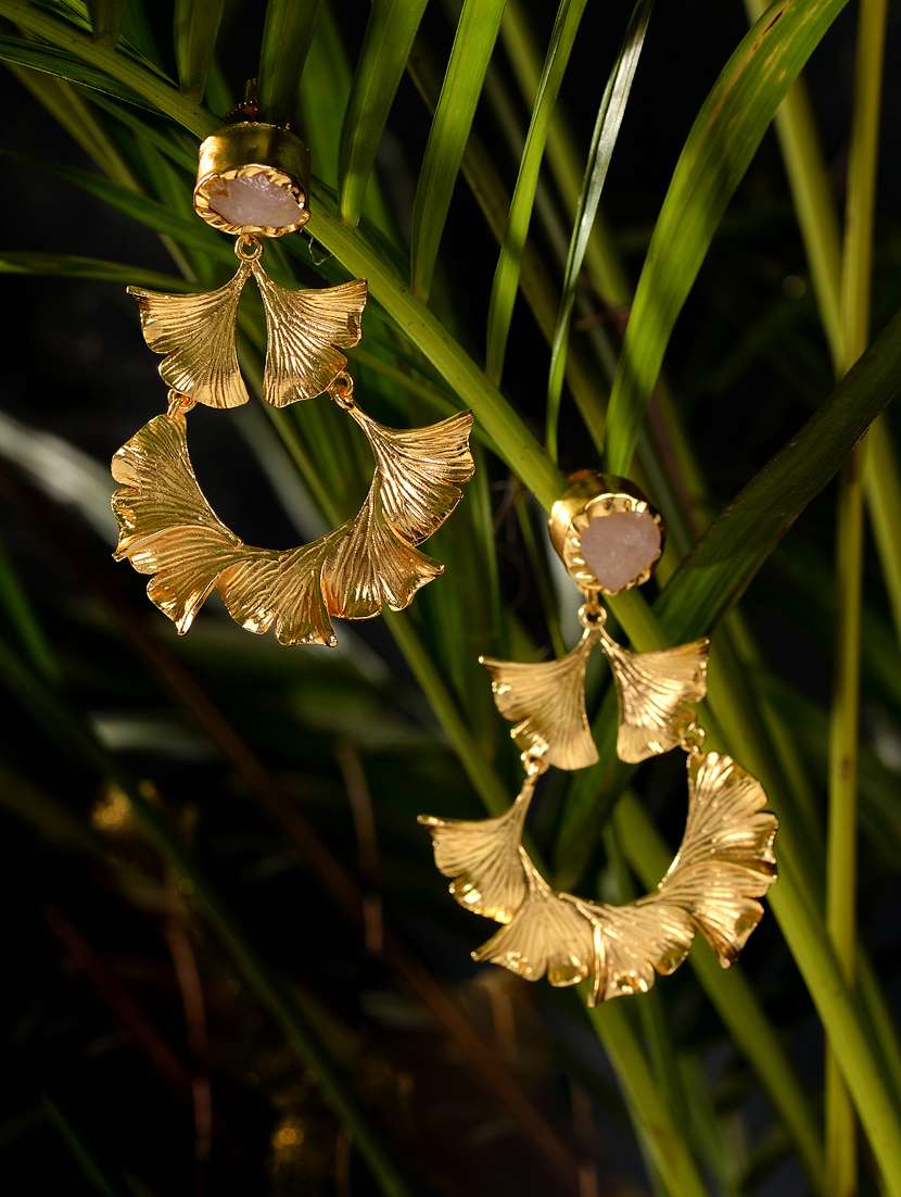 gold plated quirky handcrafted drop earrings