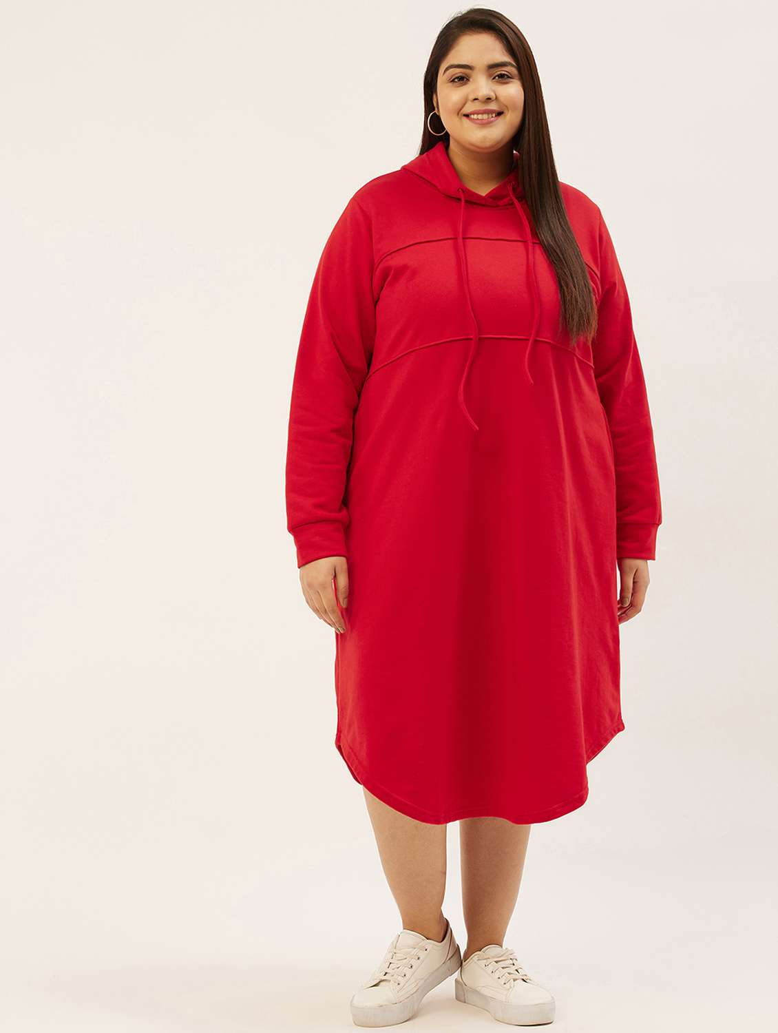 red solid hooded dress - 19180703 -  Standard Image - 1