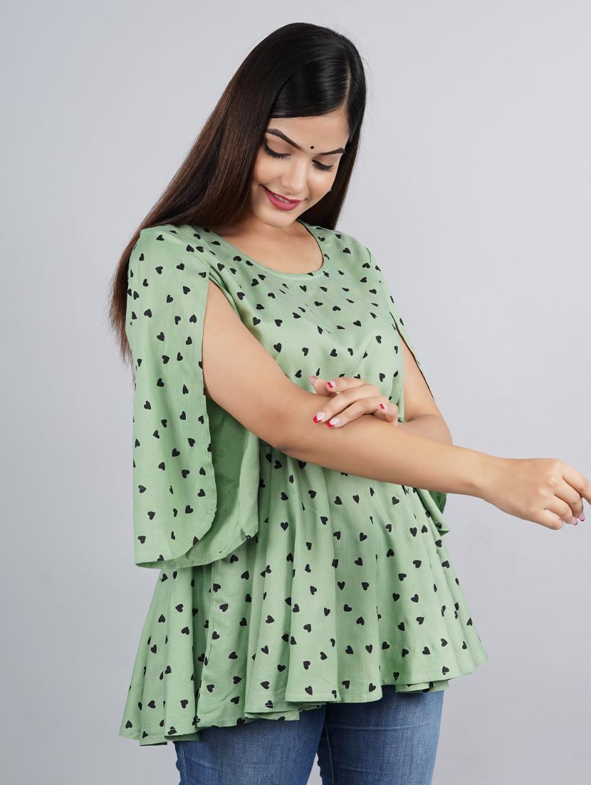 green printed top - 19180791 -  Standard Image - 1