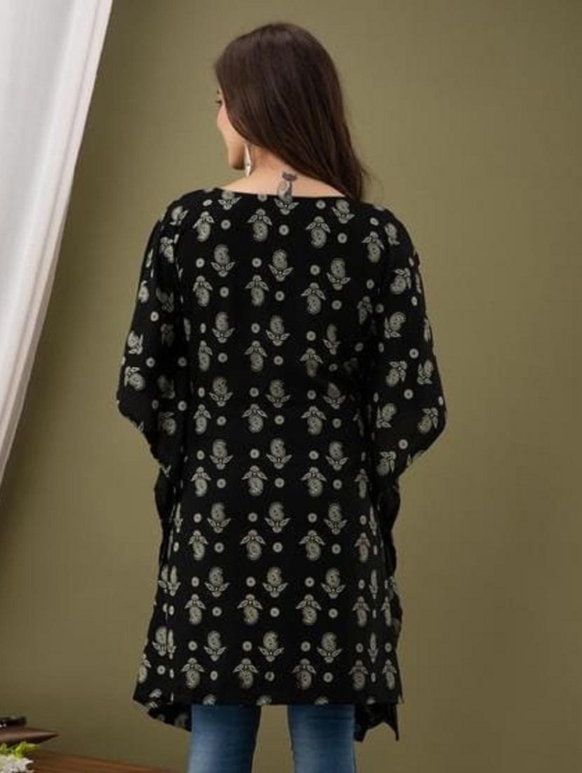 black printed kaftan - 19180793 - Standard Image - 1
