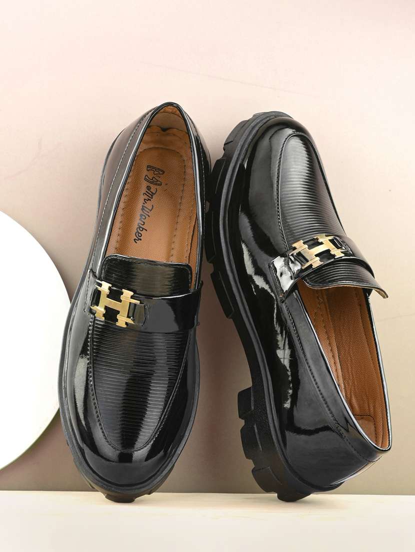 black slip on formal shoes 