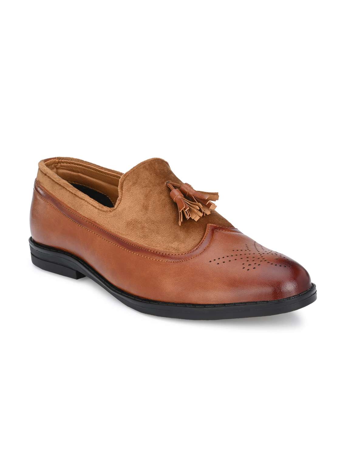tan slip on party wear formal shoes 