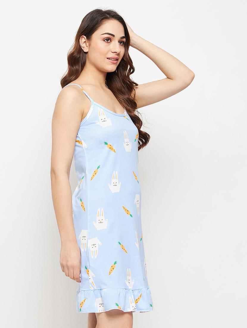 cami neck printed short nighty - 19183069 - Standard Image - 1