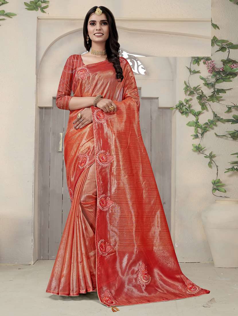 self design woven saree with blouse