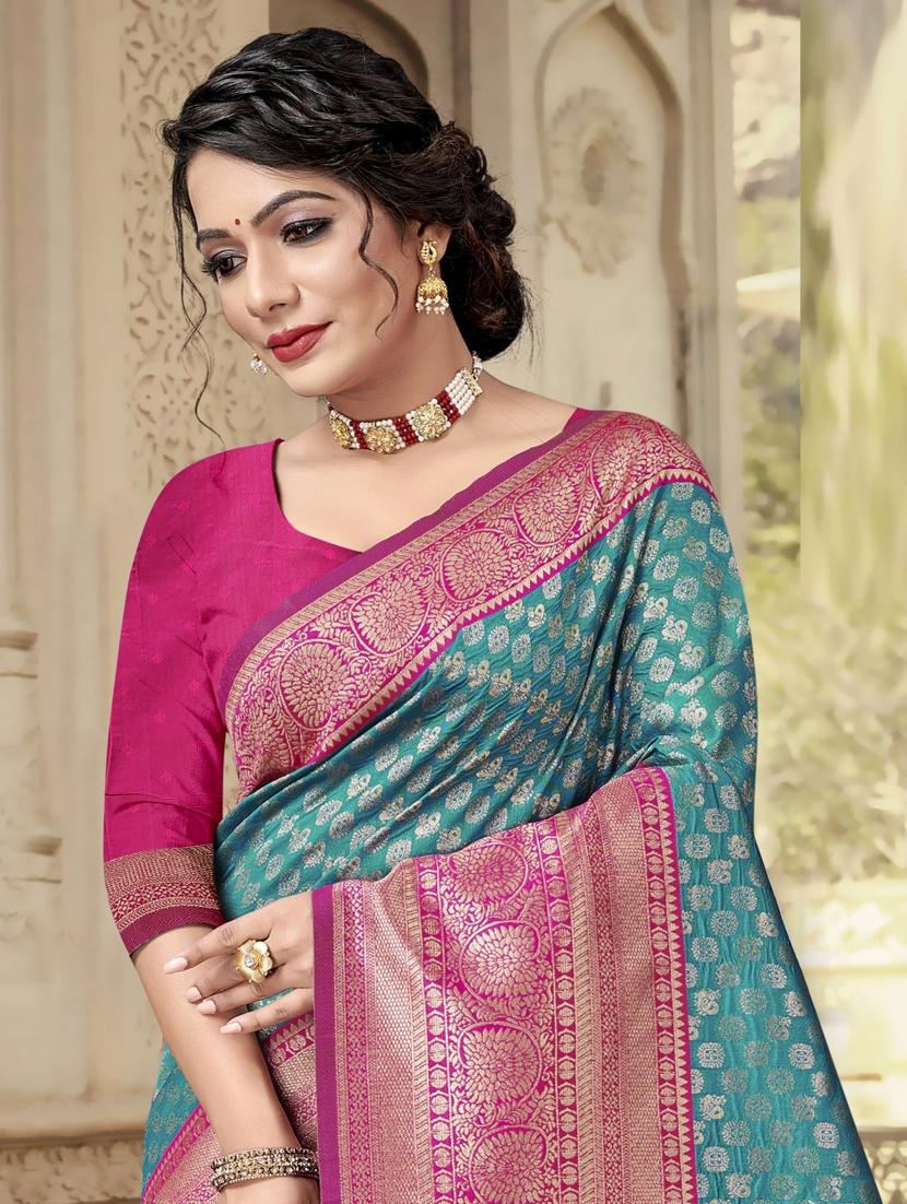 self design woven saree with blouse - 19183171 - Standard Image - 1