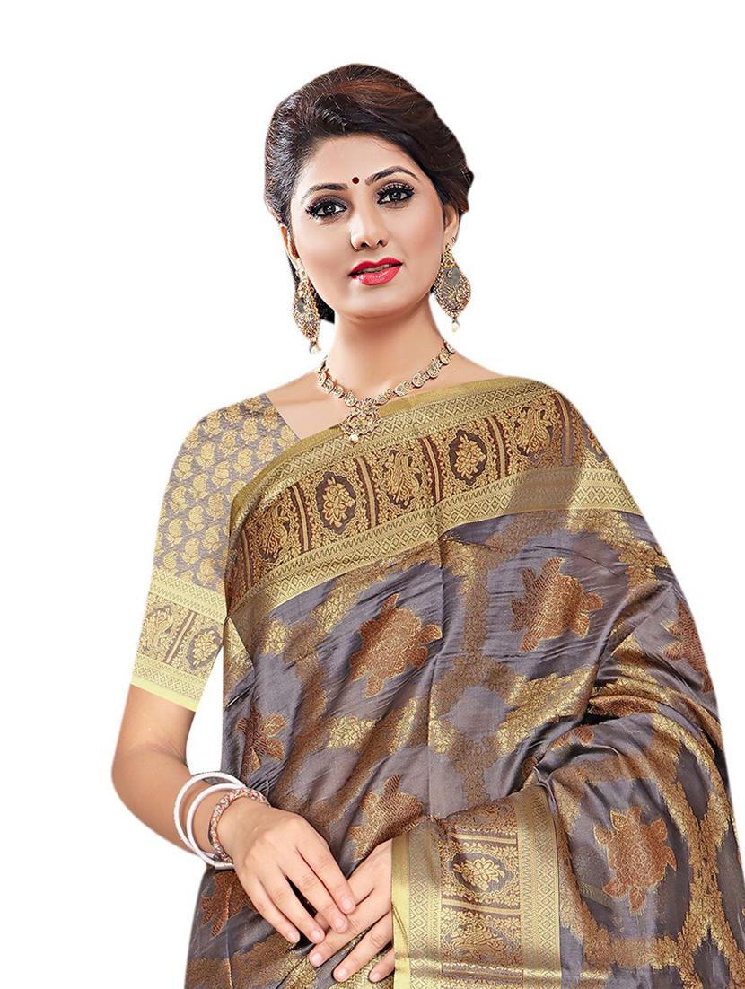 ethnic wear grey color saree set - 19183244 -  Standard Image - 1