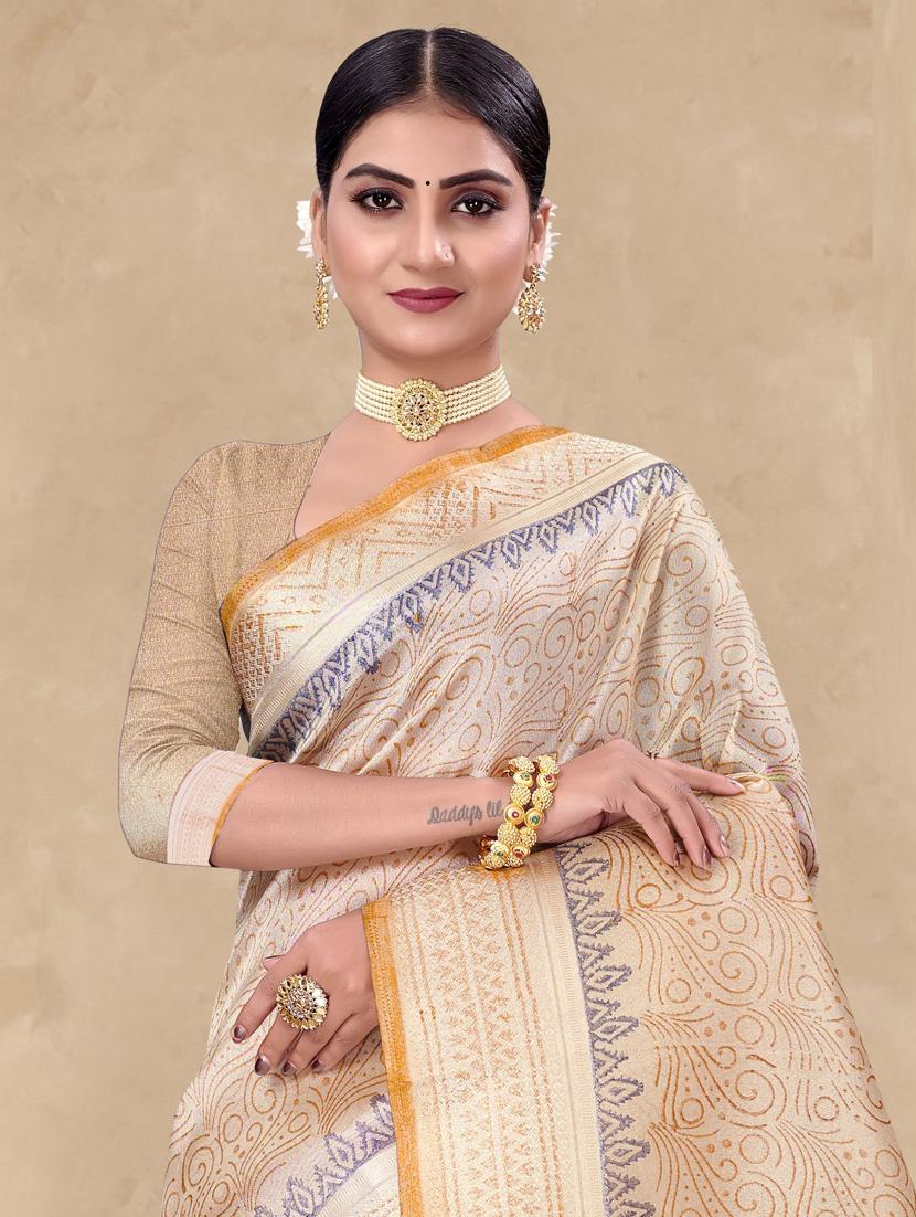 ethnic wear beige color saree set with blouse - 19183351 - Standard Image - 1