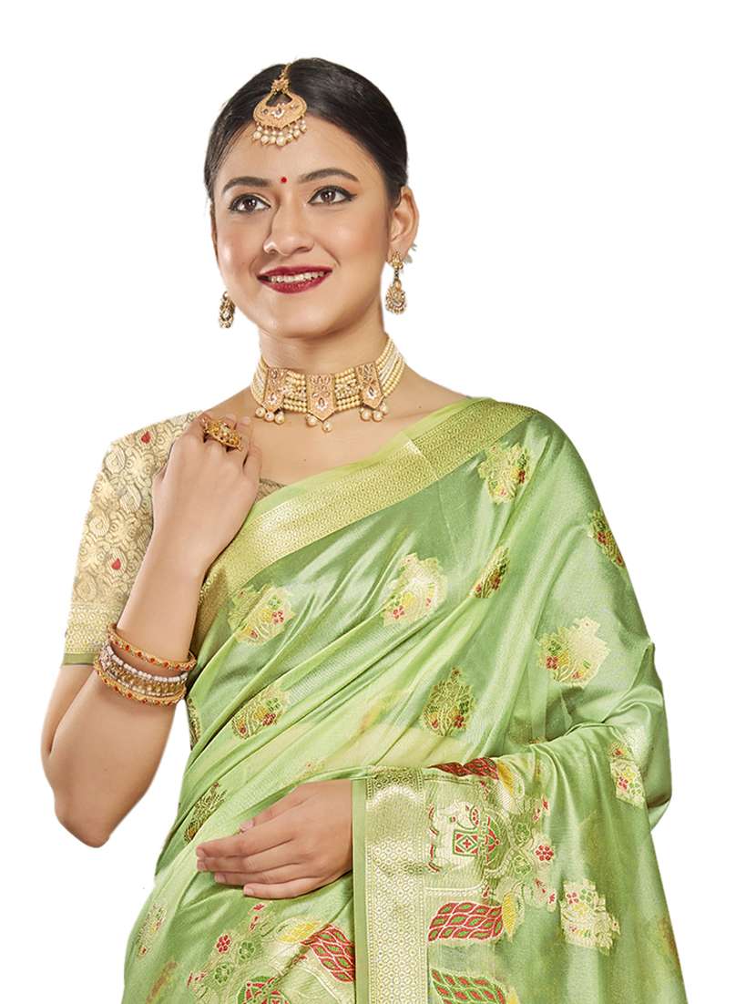 ethnic wear green color saree set - 19183469 - Standard Image - 1