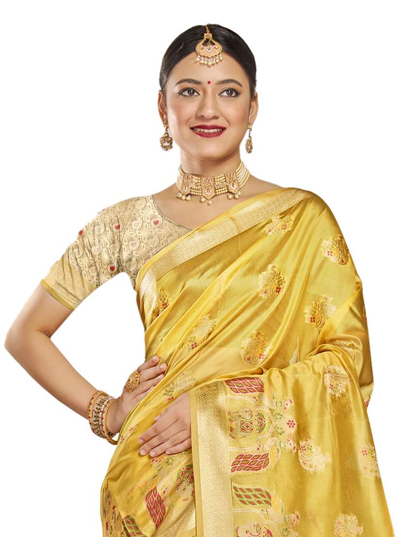 ethnic wear yellow color saree set with blouse - 19183470 -  Standard Image - 1