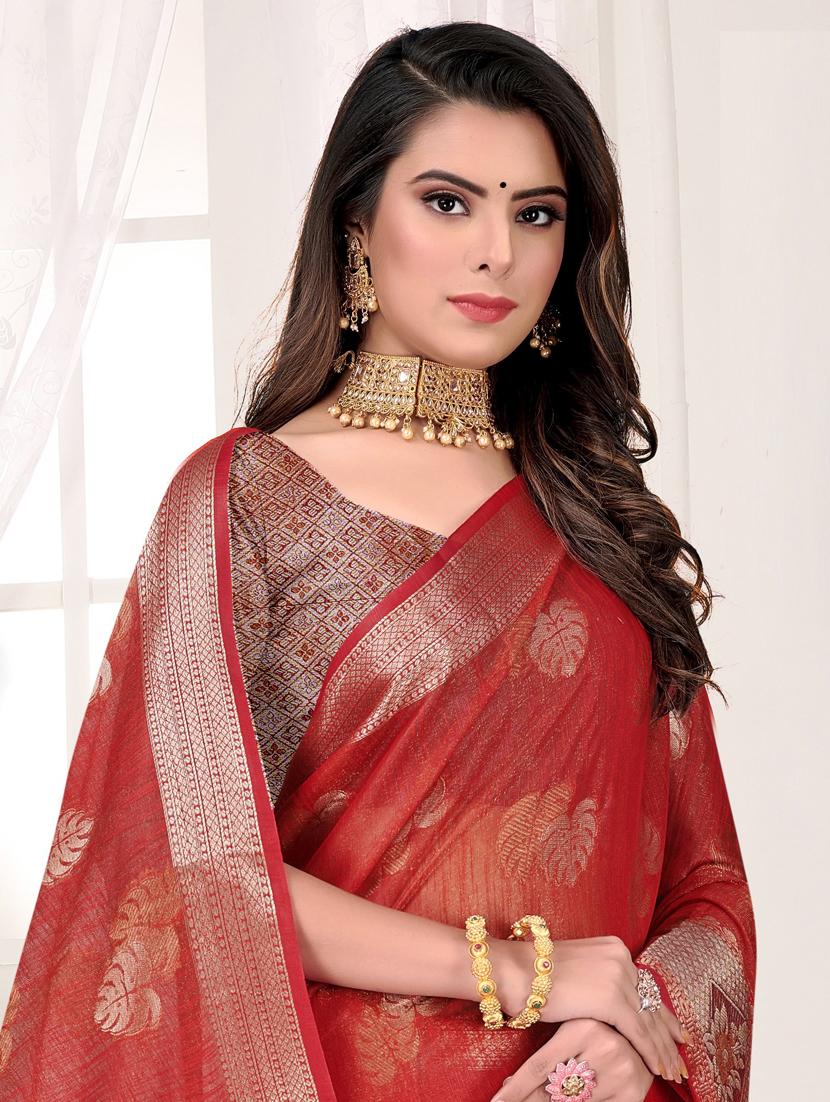 self design banarasi saree with blouse - 19183492 - Standard Image - 1