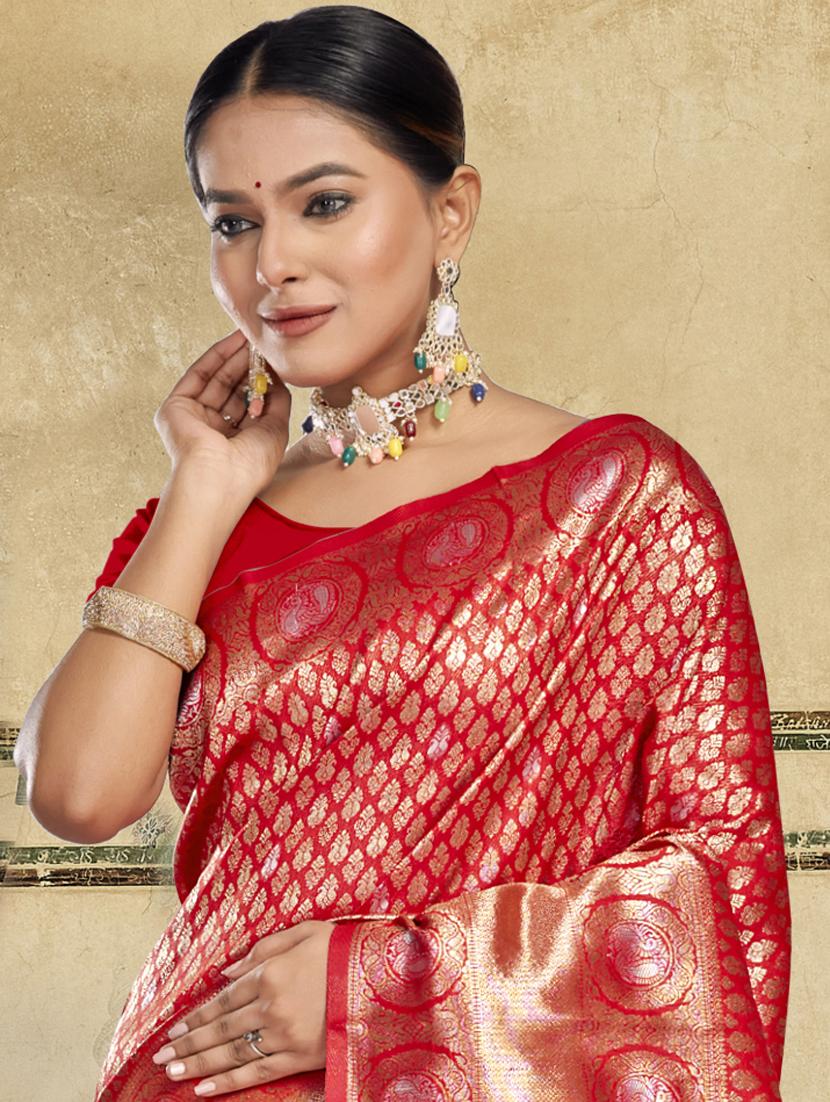 self design banarasi saree with blouse - 19183521 - Standard Image - 1