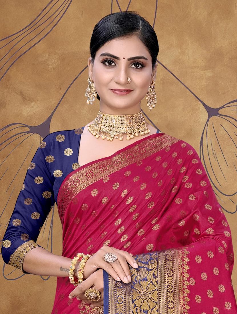 self design banarasi saree with blouse - 19183523 - Standard Image - 1