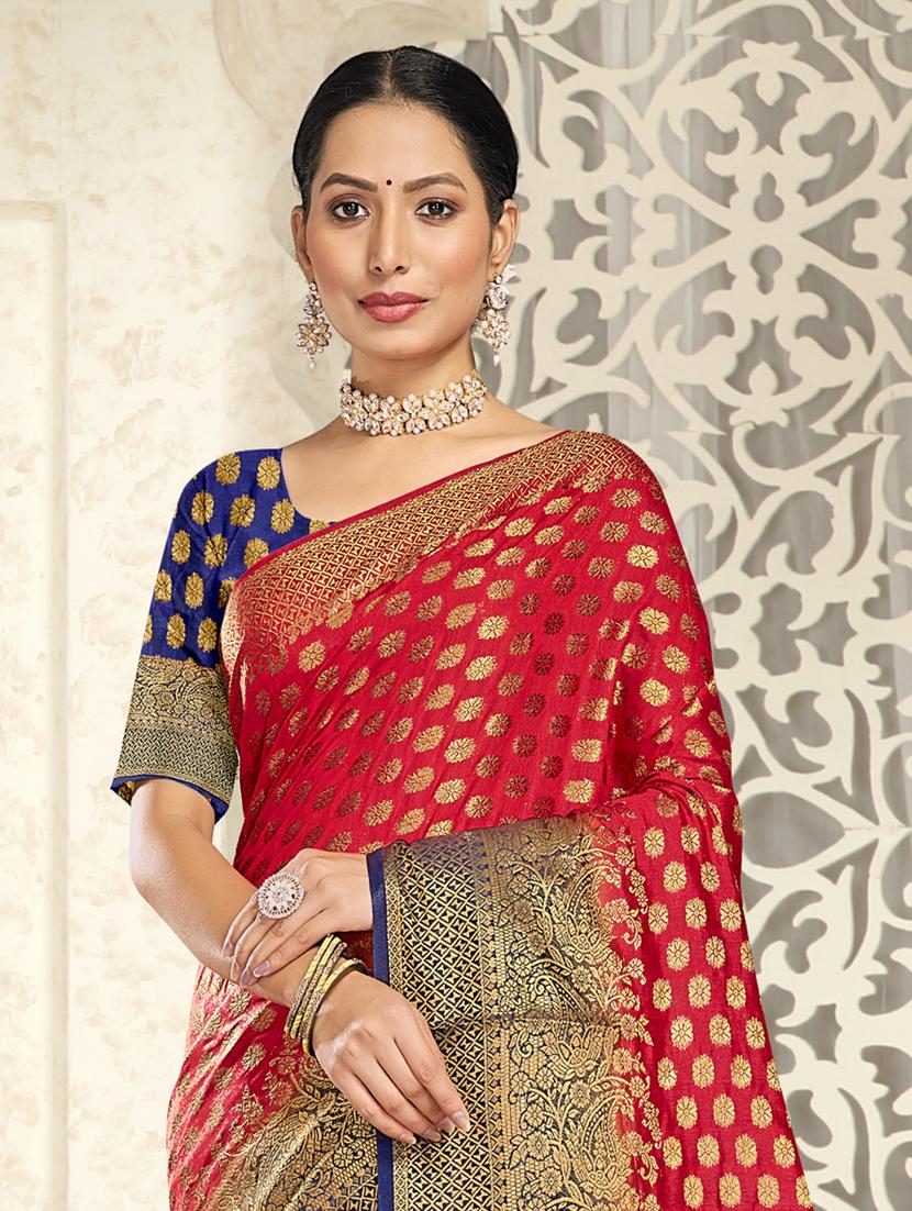self design woven saree with blouse - 19183574 - Standard Image - 1