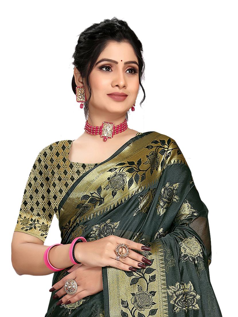 self design woven saree with blouse - 19183695 - Standard Image - 1