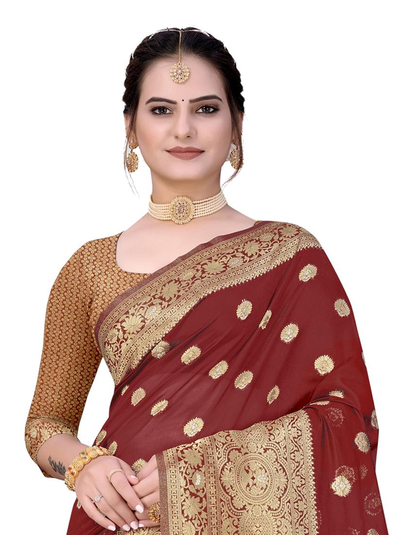 self design woven saree with blouse - 19183723 - Standard Image - 1