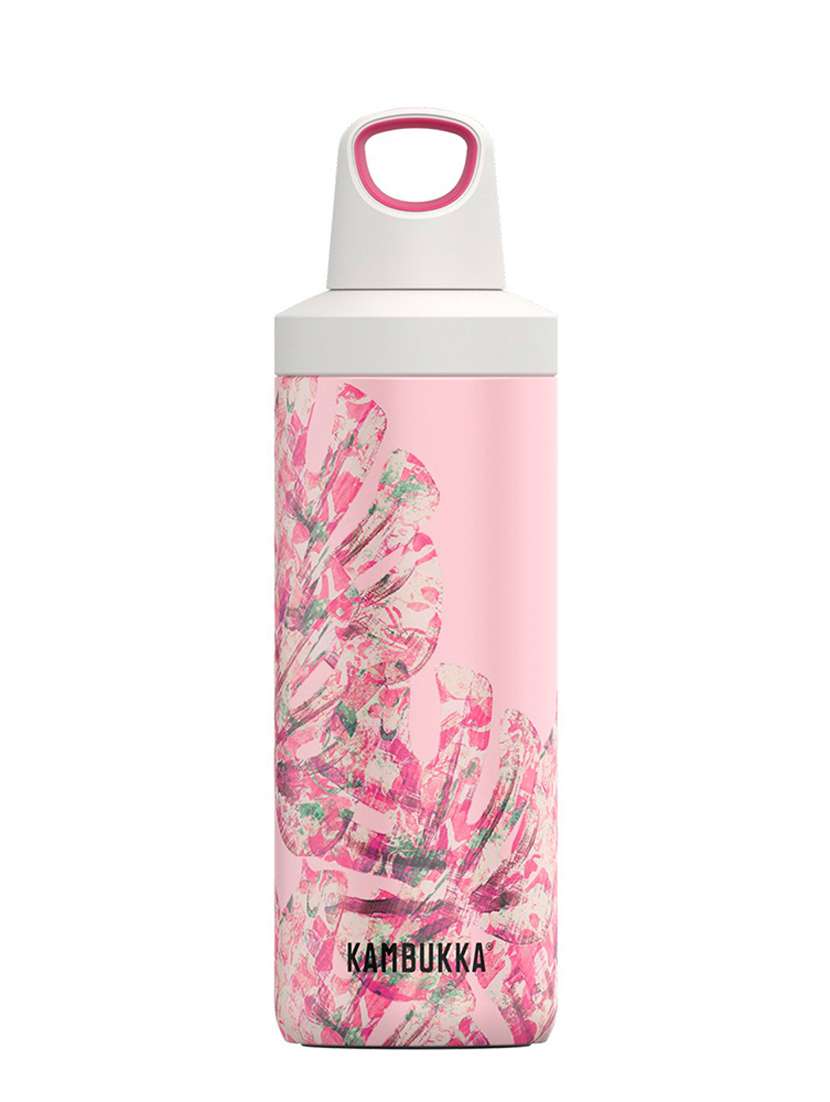 kambukka reno monstera leaves stainless steel vacuum insulated water bottle with twist lid, 500ml
