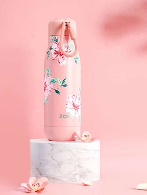 zoku 12oz rose petal pink stainless steel bottle